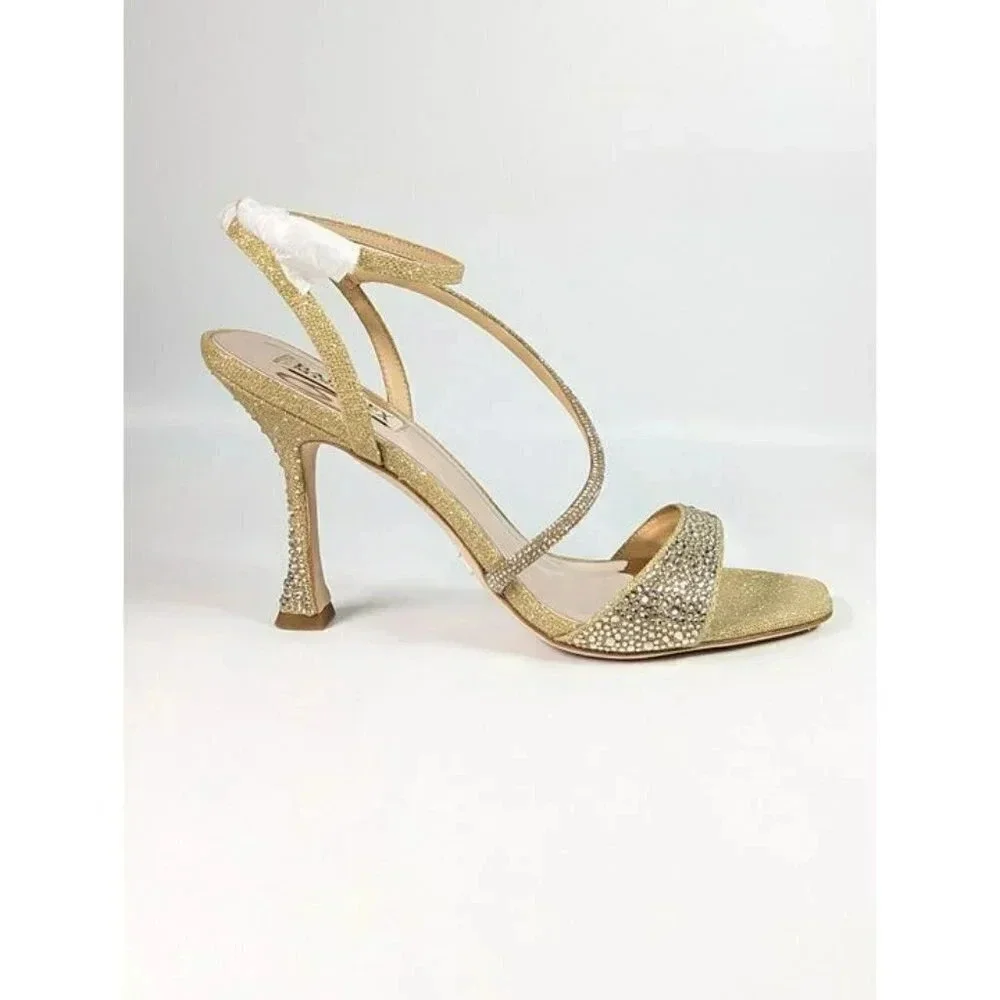 Badgley Mischka Sally Women's Rhinestone Satin Heel Sandals Size 9.5 (MSRP $235)